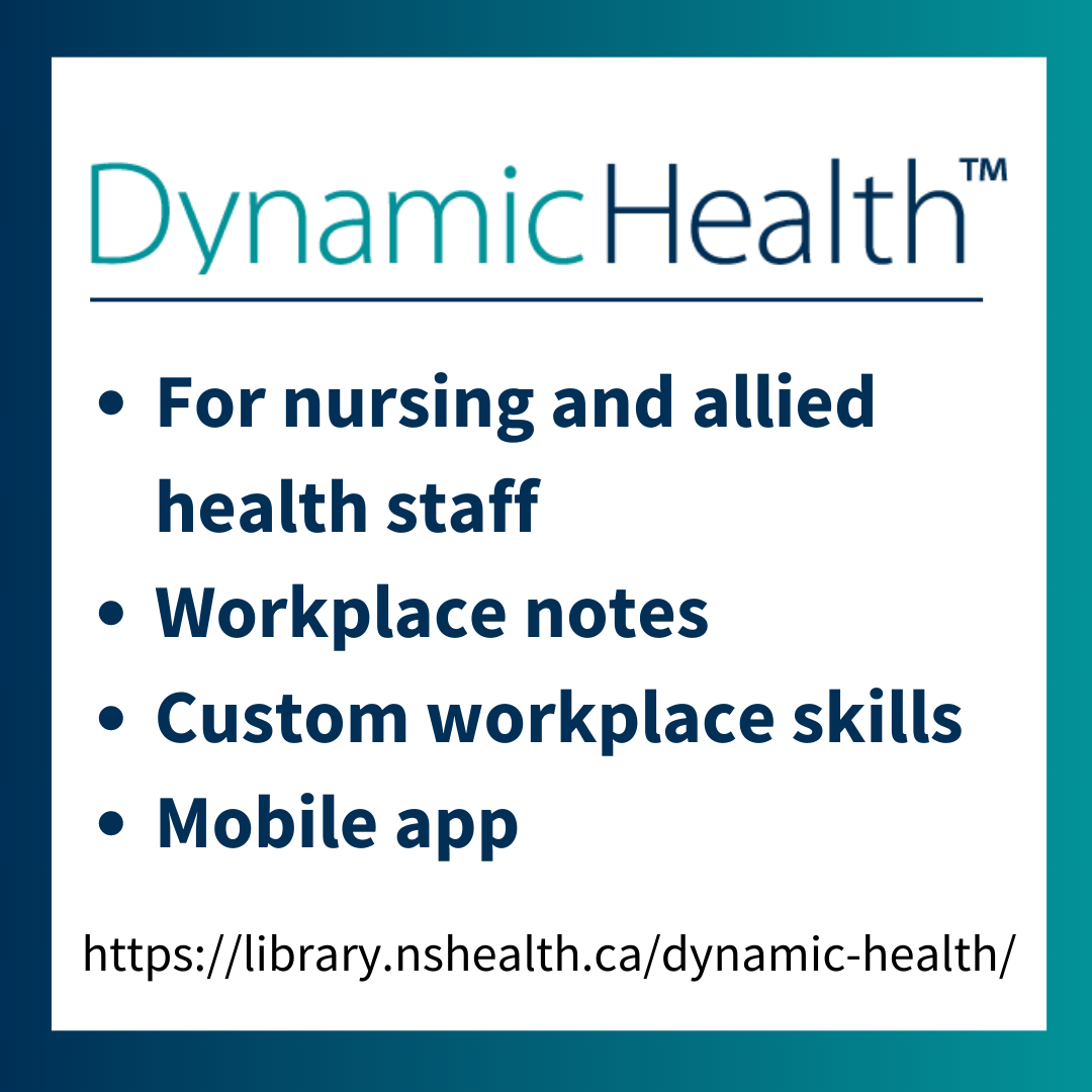 Dynamic Health text logo with four key text points about the clinical tool.