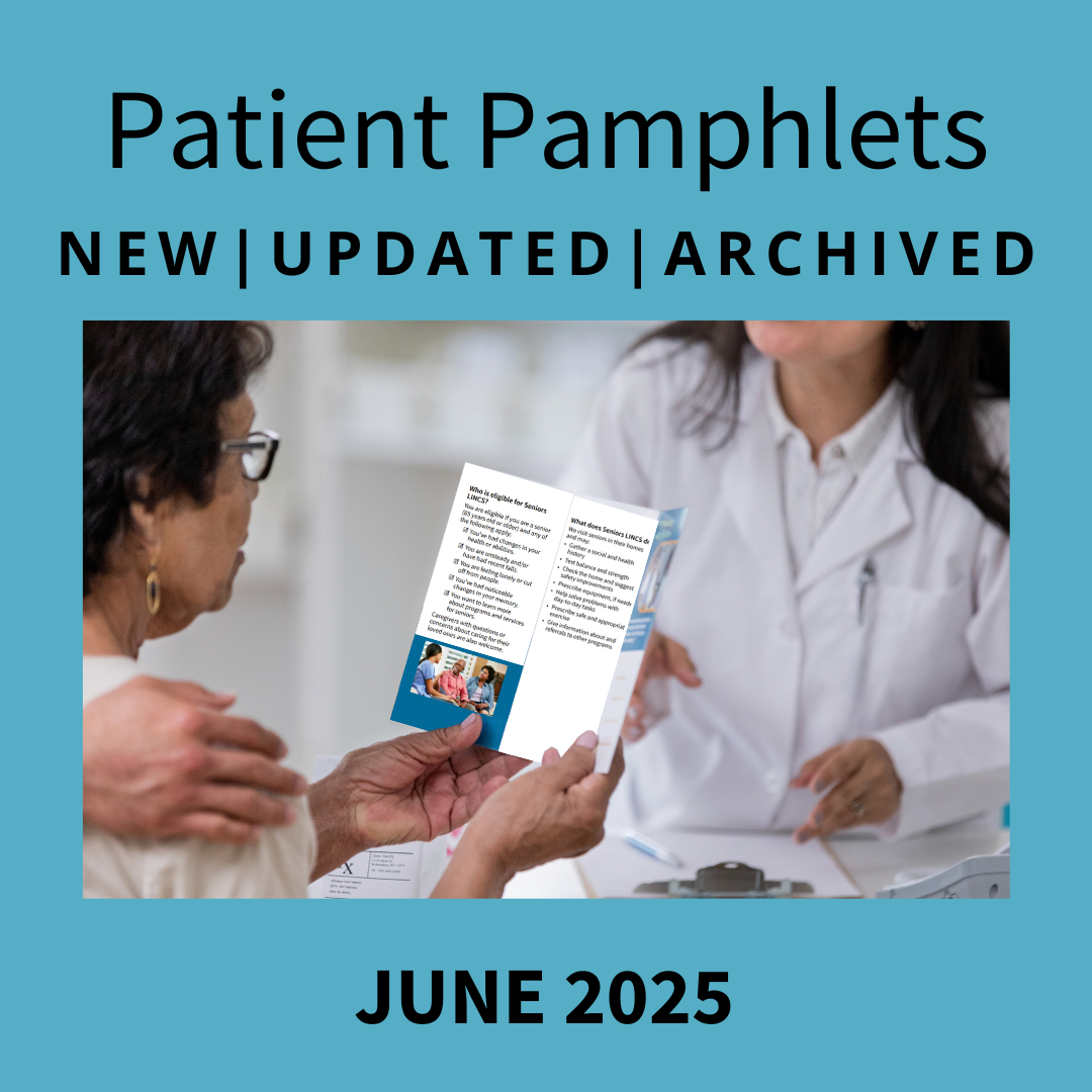 Patient consulting with doctor and reading a pamphlet.