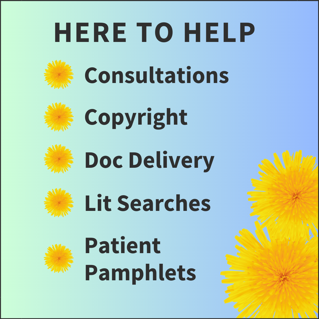 List of library services with dandelion flowers.